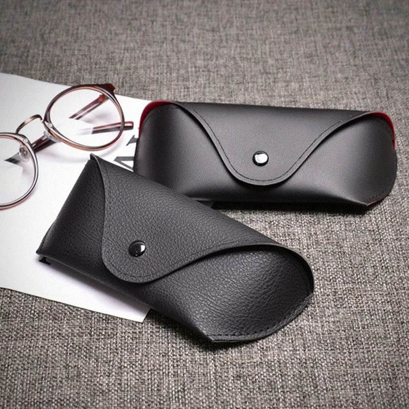 

Leather Eyewear Cases Cover for Sunglasses Women's Eyeglasses Case Men Reading Glasses Box With Metal Buckle Eyewear Cases
