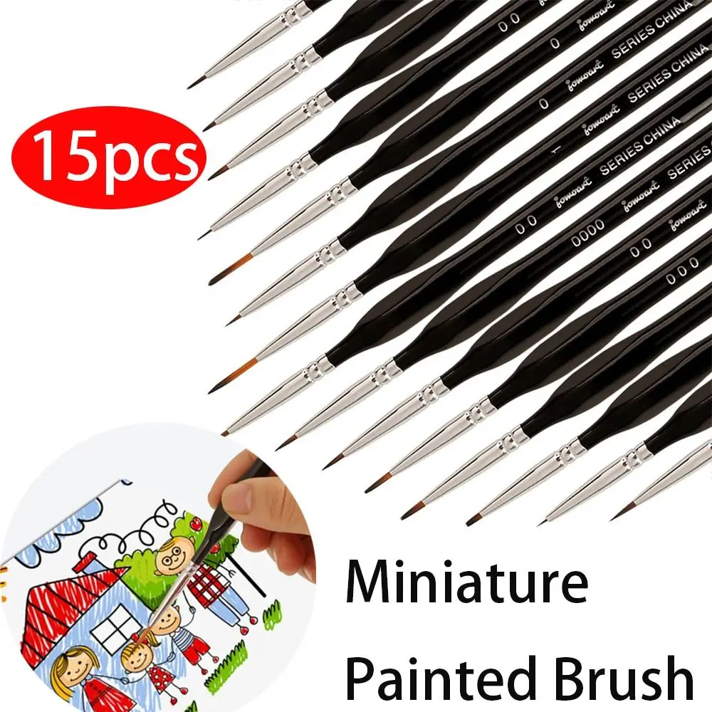 

15Pcs Gouache Hook Line Pen Watercolor Nylon Hair Brush Painting Brush Artists