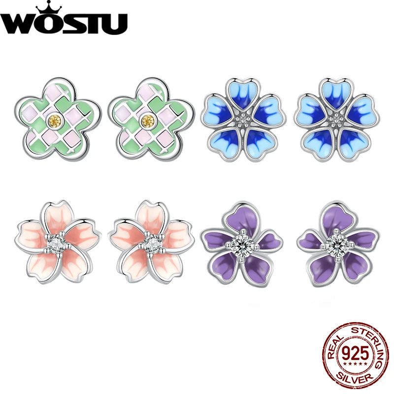 Женские серьги-гвоздики WOSTU из стерлингового серебра 925 пробы с оранжевым цветком, сине-белые серьги-гвоздики с градиентом для Wowem, подарок для детей, изысканное ювелирное изделие Женские серьги-гвоздики WOSTU из стерлингового серебра 925 пробы с оранжевым цветком, сине-белые серьги-гвоздики с градиентом для Wowem, подарок для детей, изысканное ювелирное изделие