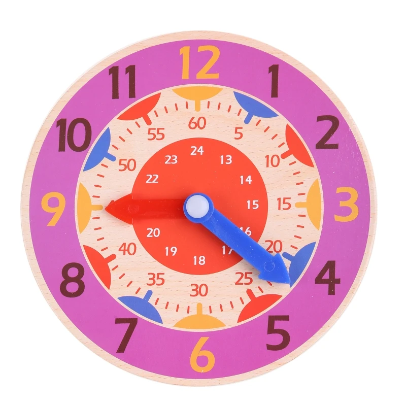

Wooden Learning Clock Education Clockface for Elementary Kids Non Toxic Color Printed Teaching Board School Stationery