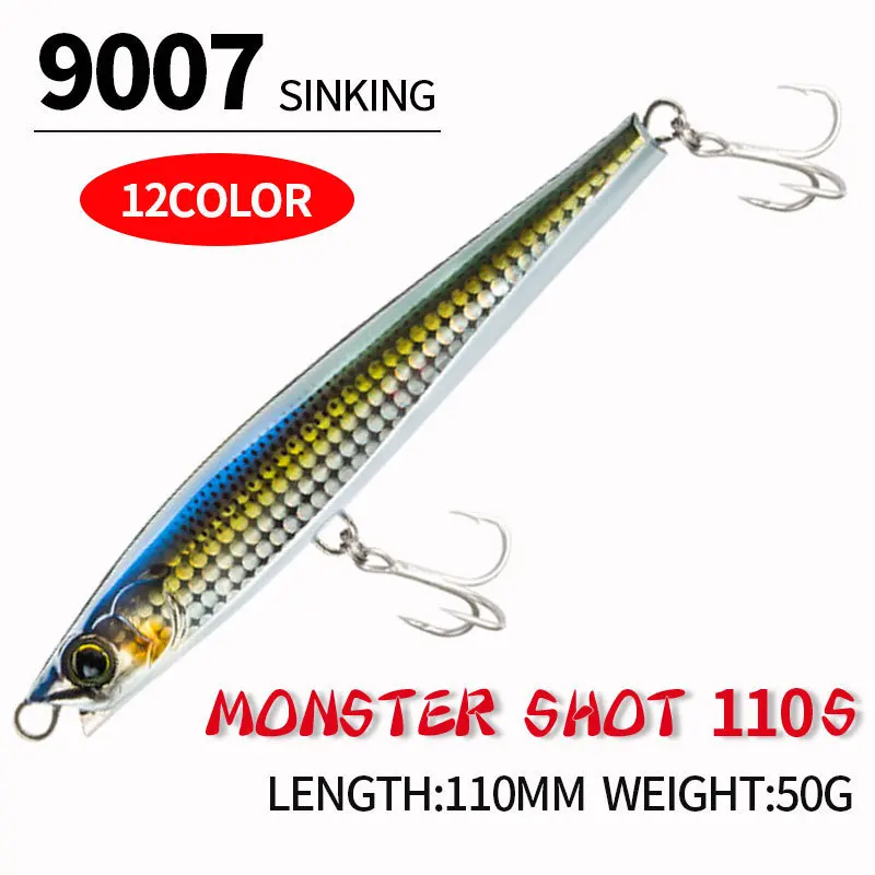 

11cm 50g Minnow Sinking Fishing Lure Hard Bait Jerkbait Bass Pike Trout Lure Artificial Bait Pesca Wobbler Fishing Items For Sea