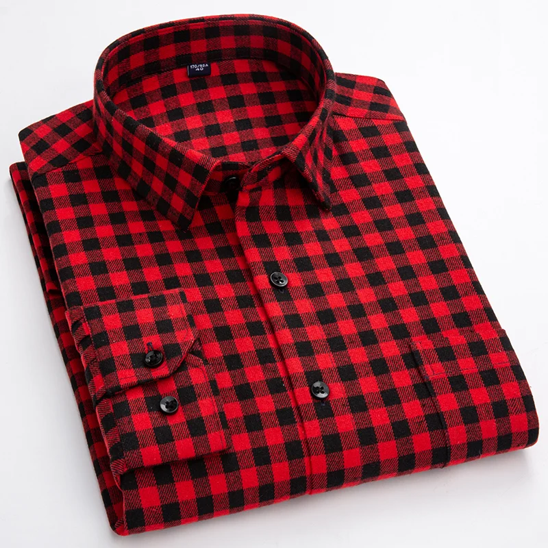 2023 New 100% Cotton Men Casual Plaid Flannel Shirt Long-Sleeved Vintage Shirt Men's Cardigan Blouse Striped Oversize Size S-6XL