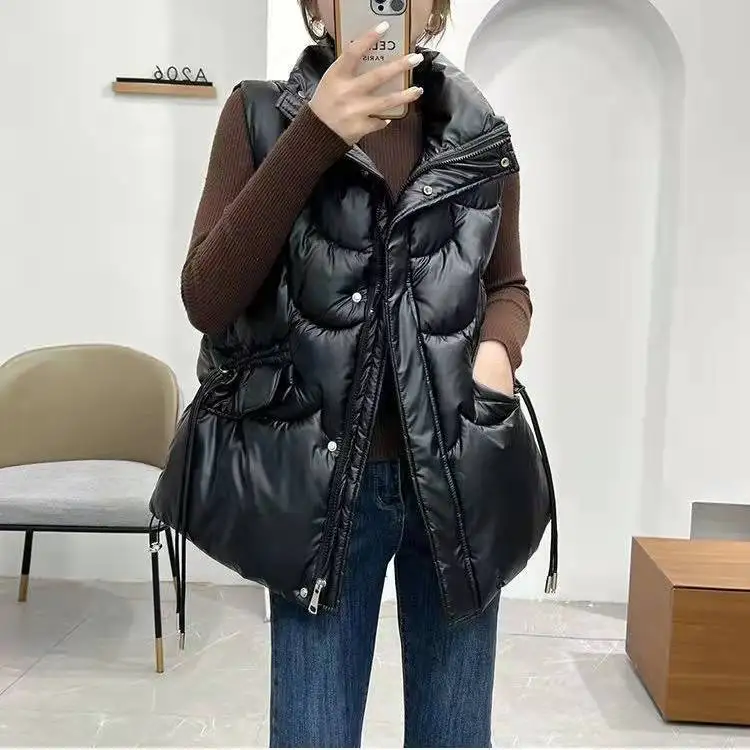 

Women European Down Cotton Vest Waistcoat 2022 Autumn Winter Cotton Women Outwear Casual Waistcoat Autumn Coat Soild Coat N31