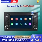 Автомагнитола на Android 10, мультимедийный стерео-проигрыватель для Audi A4 B6 2000-2006 S4 B7 RS4 Seat Exeo, видео GPS навигация Carplay RDS