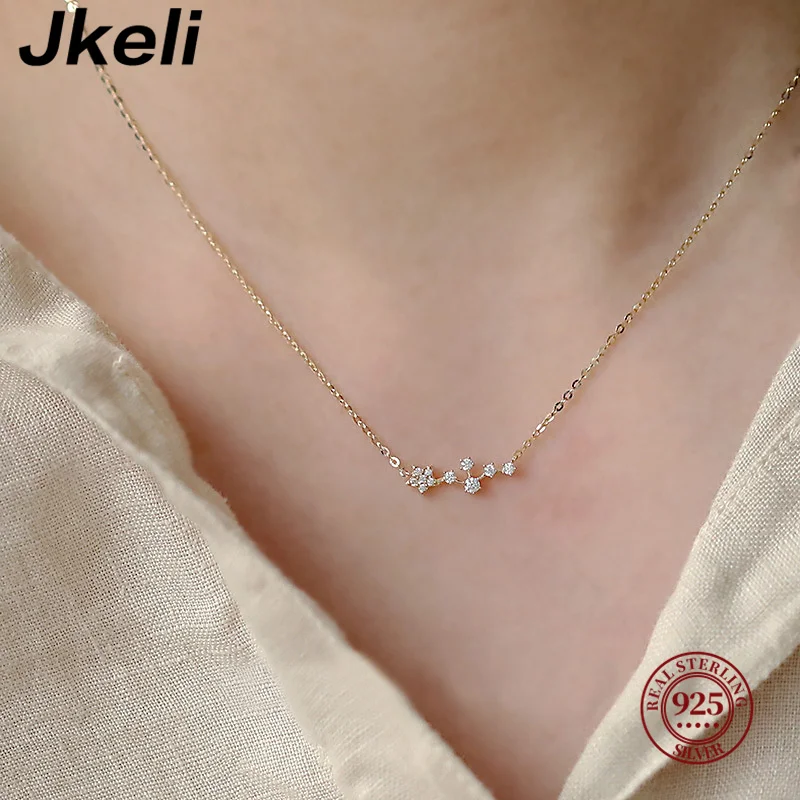 

Jkeli S925 Sterling Silver XINGX necklace Women's Design Fine Five-Pointed Star Plated 14k golden clavicle chain