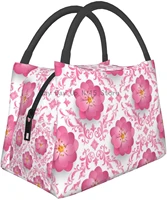 mothers day insulated lunch bag colorful flower pattern lunch tote bag for outdoor travel office work beach picnic or hiking
