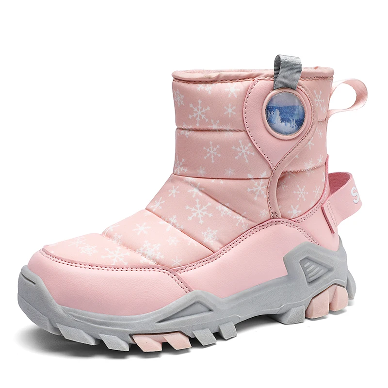 High Quality Boys girl Winter Snow Boots Platform Warm Cotton Shoes Leather Autumn Waterproof Kids Footwear Child Sneaker 5 12+y enlarge
