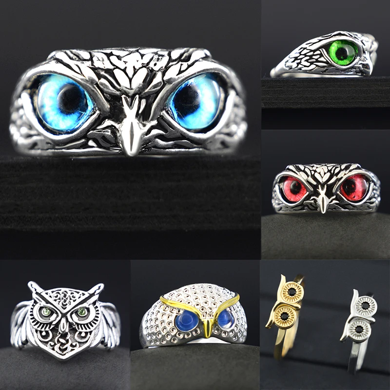 Винтажное кольцо в виде совы и Орла для женщин мужчин антикварные Регулируемые