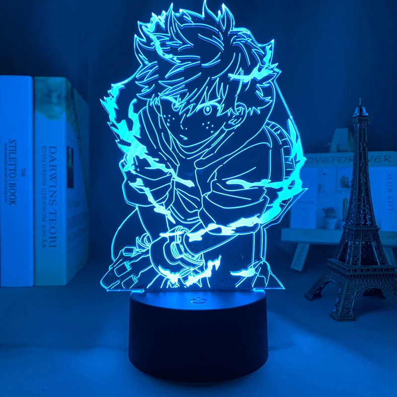 My hero academia boku no Midoriya Izuku deku 3d led lamp for bedroom night lights anime figure avatar room decor mange cute gift