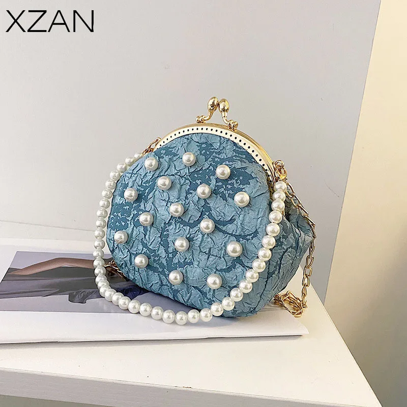 

Новая мини-сумка для женщин, сумка-клатч с жемчужным принтом, мини-сумка для ключей с губной помадой, сумка-цилиндр с жемчугом, женская сумка ...