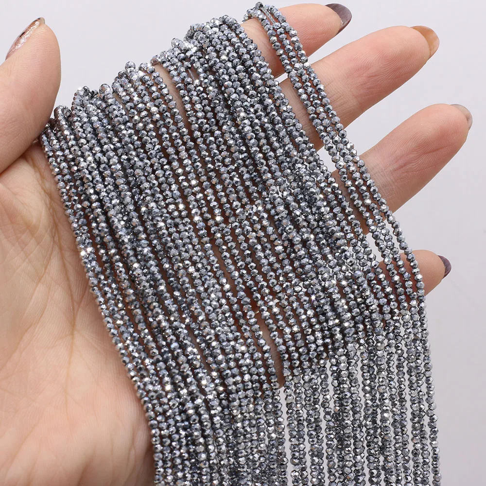 2mm Plating Crystal Beads AB Color Faceted Loose Beads for Jewelry Making Bracelet Bow Knot Headband Tassel Accessories 15''