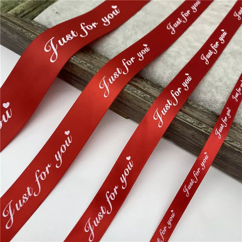 

Printed "Just For You" Design Polyester Ribbon Romantic Gift Packaging Belt For Wedding Christmas Decoration