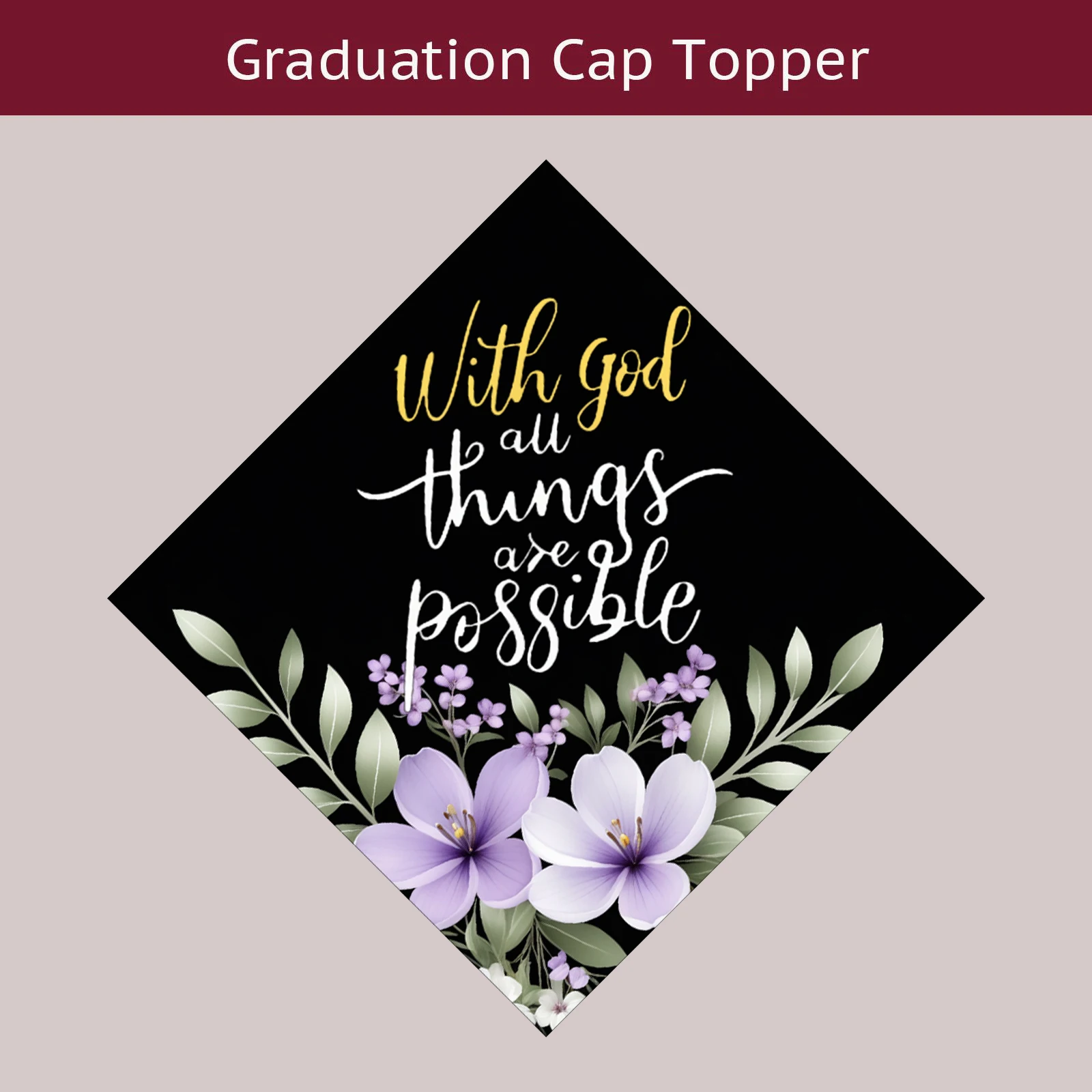 

Grad Cap Decorations Motivational Quote Grad Cap Decorated with God,all things are possible