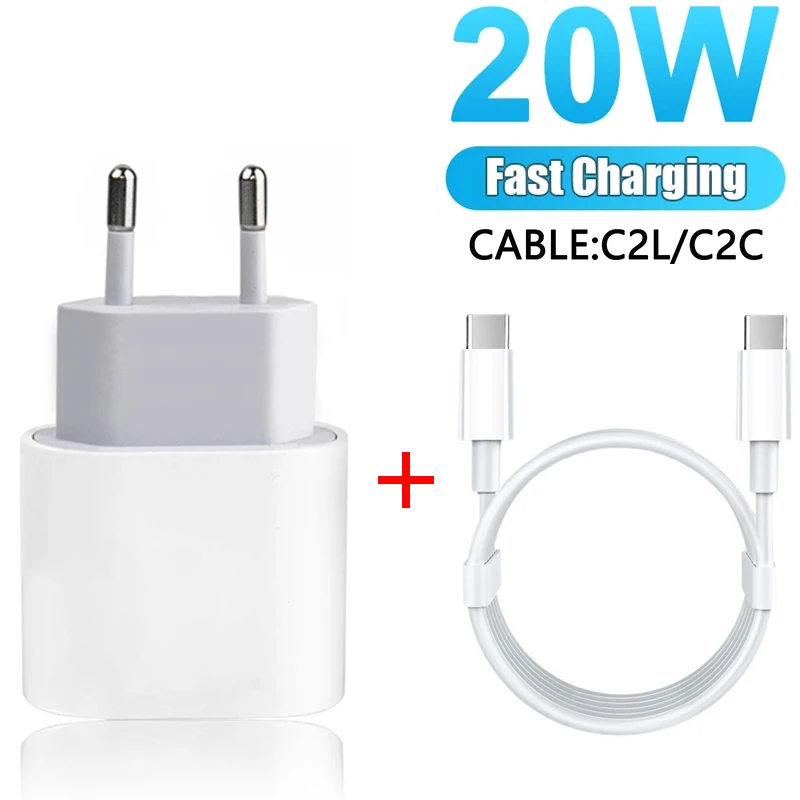 

20W Type C USB Fast Charger For Apple iPhone 13 12 11 Pro MAX 7 8 Plus USB C Plug Adapter Type C Cable PD Quick Charging Cahrger