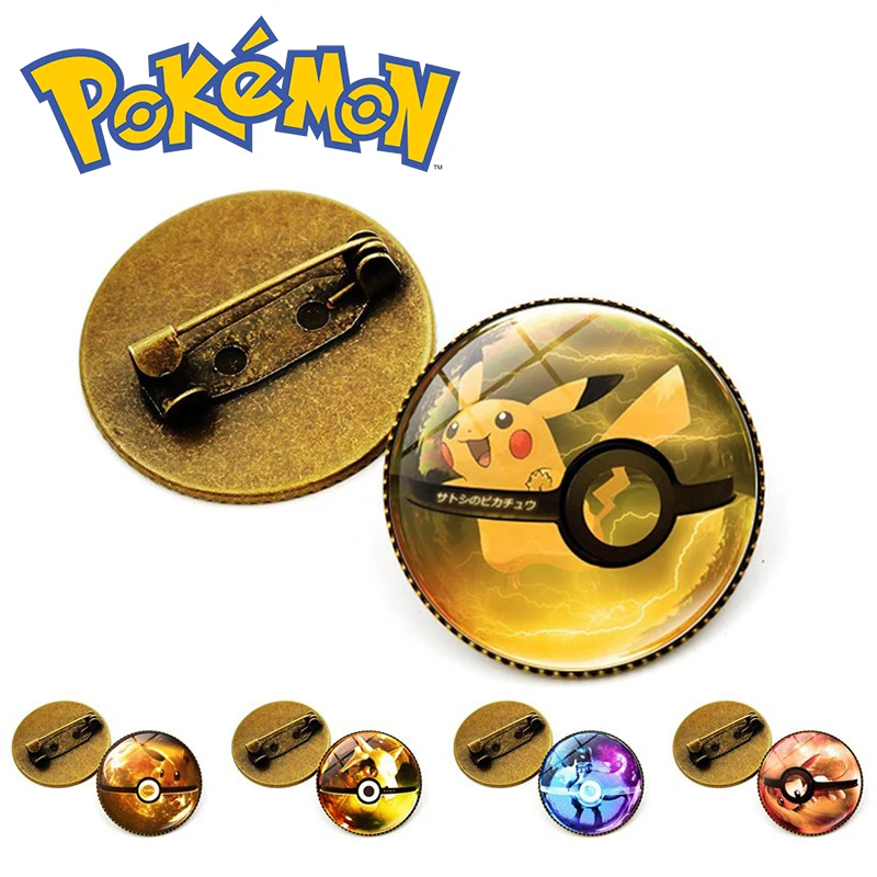 

Pokemon Pikachu Gemstone Brooches Eevee Kawaii Anime Figures Coppery Badges Pin Lapel Accessories Men Women Children Toys Gifts