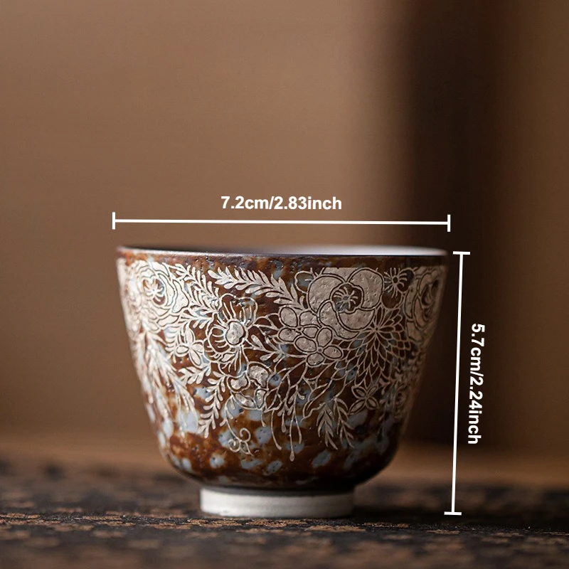 

Чайная чашка Old Rock Mud с цветком, позолоченная серебряная чашка Master, китайский набор чайной посуды кунг-фу, керамическая посуда в стиле ретро, японские керамические кружки, посуда для напитков