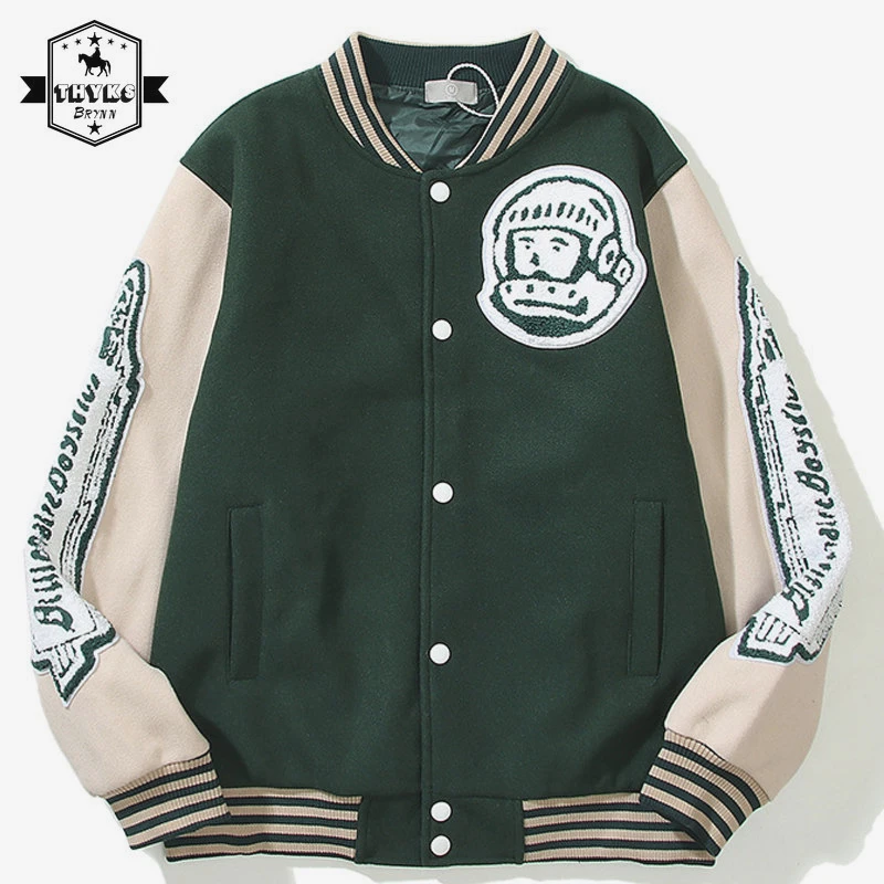

Куртка Varsity для мужчин, винтажная куртка-бомбер в стиле Харадзюку, Повседневная бейсбольная Униформа с астронавтом, уличная одежда в стиле бойфренда, мужская куртка