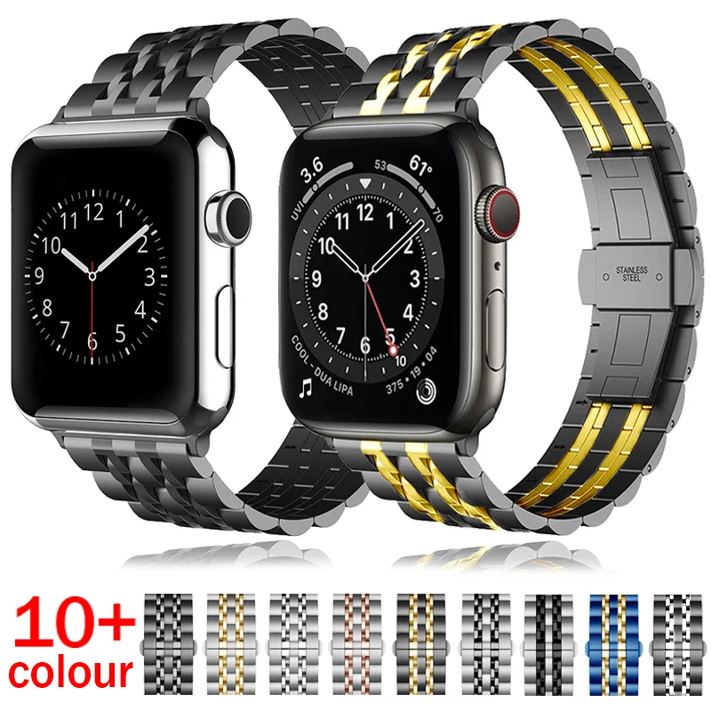 

Stainless Steel Strap For Apple Watch Band 7 6 SE 5 3 41mm 45mm Metal Wristband For IWatch Series 40/44mm 42/38mm Belt Bracelet