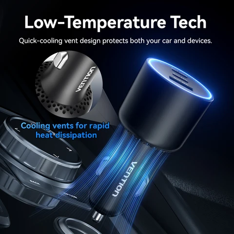 Автомобильное зарядное устройство Vention 165 Вт USB C, 3 порта PD QC 4,0 45 Вт для Samsung S25 iPhone 17 16 Macbook 100 Вт, адаптер для быстрой зарядки со светодиодом