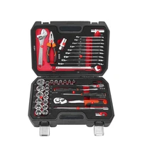 41 pieces vehicle tools kit with adjustable wrench screwdriver sockets and solid toolbox for home use and auto repair