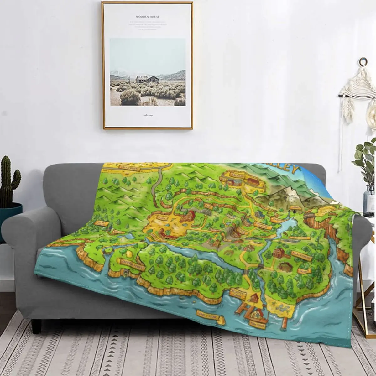 

Stardew Valley Map Flannel Blanket video game star mountain dew Funny Throw Blanket Home Hotel Sofa 125*100cm Plush Thin Quilt