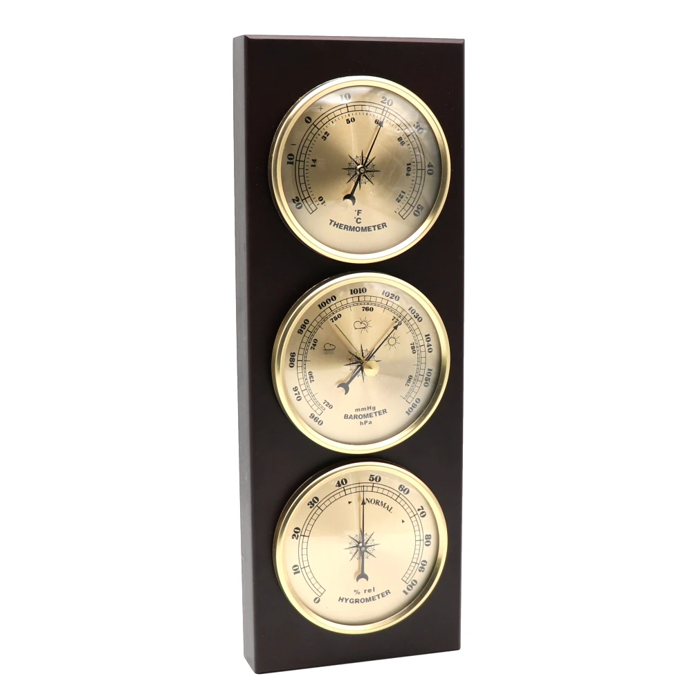 

Frame Hanging Wooden With Barometer Battery Household Mounted Thermometer Base No Wall Station Hygrometer Weather Required