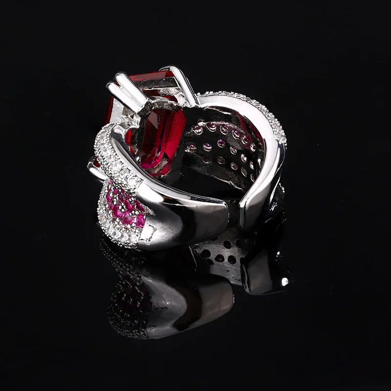 Женское Кольцо Из Стерлингового Серебра 925 Пробы С Блестящим Красным Цирконом