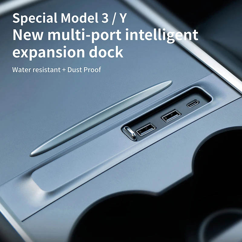 

New Central Control Expansion Dock for Tesla model3/Y 2021-2022 Dual USB Embedded Design Quick Charger Car Accessories