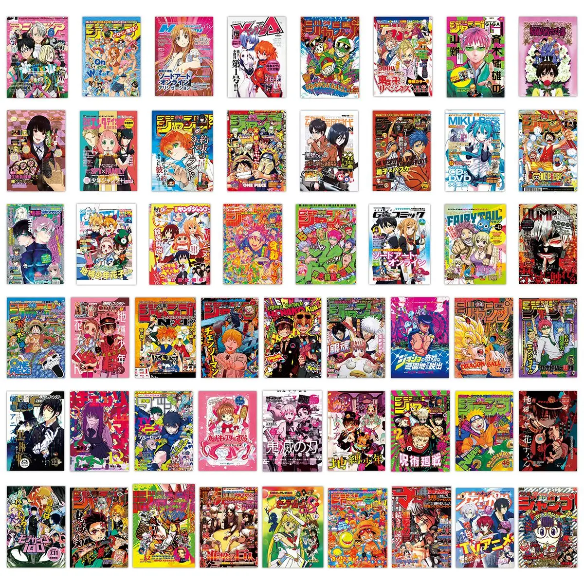 Фото Набор из 51 уникальных аниме-наклеек: ONE PIECE, Jujutsu Kaisen, Naruto. Постеры-стикеры для самостоятельного декорирования автомобиля, стен. Крутые мультяшные наклейки-игрушки. №4
