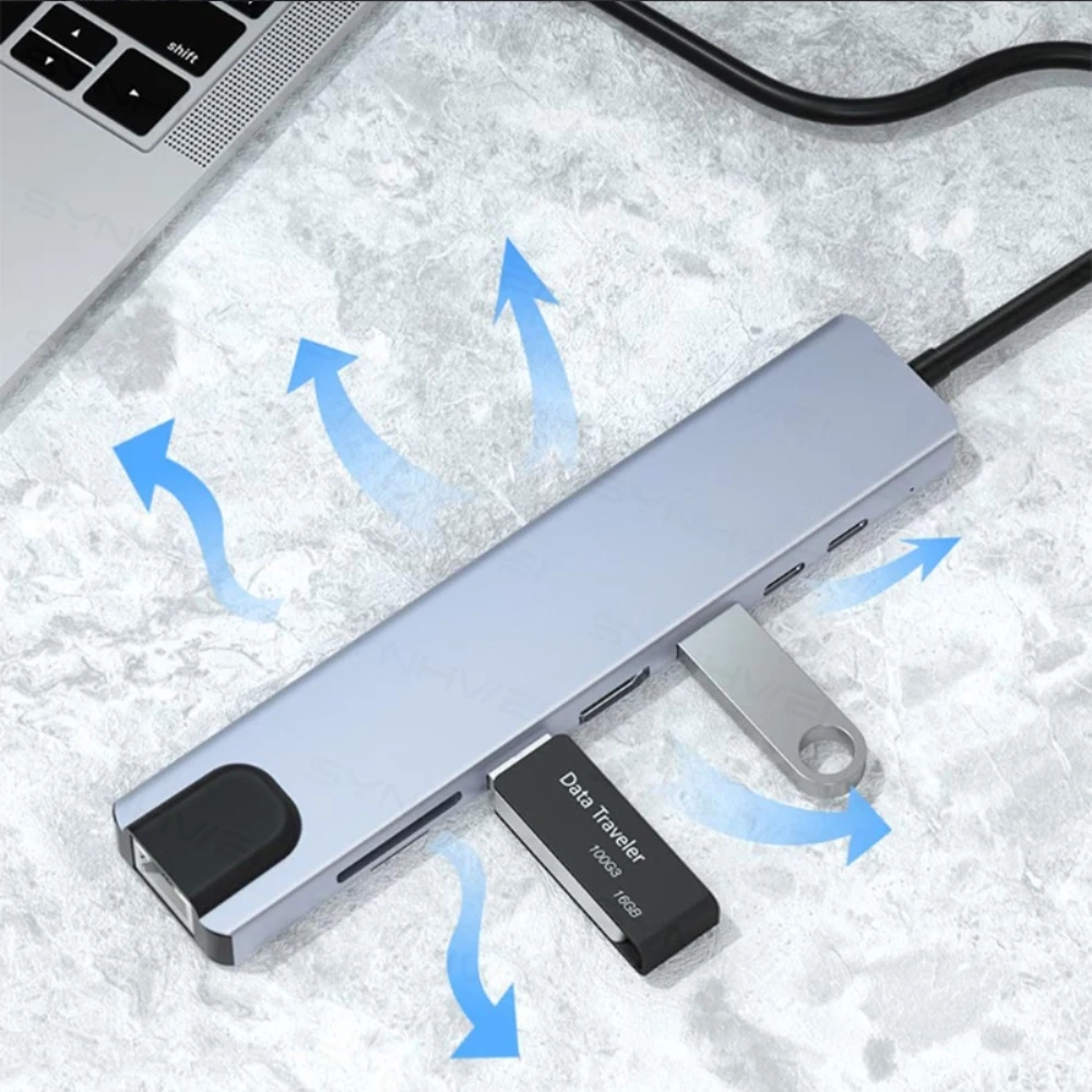 

Rankman USB C Hub to RJ45 Ethernet 4K HDTV USB 3.0 2.0 Type C Dock for MacBook iPad Samsung S22 Dex 12 TV PS5 Switch