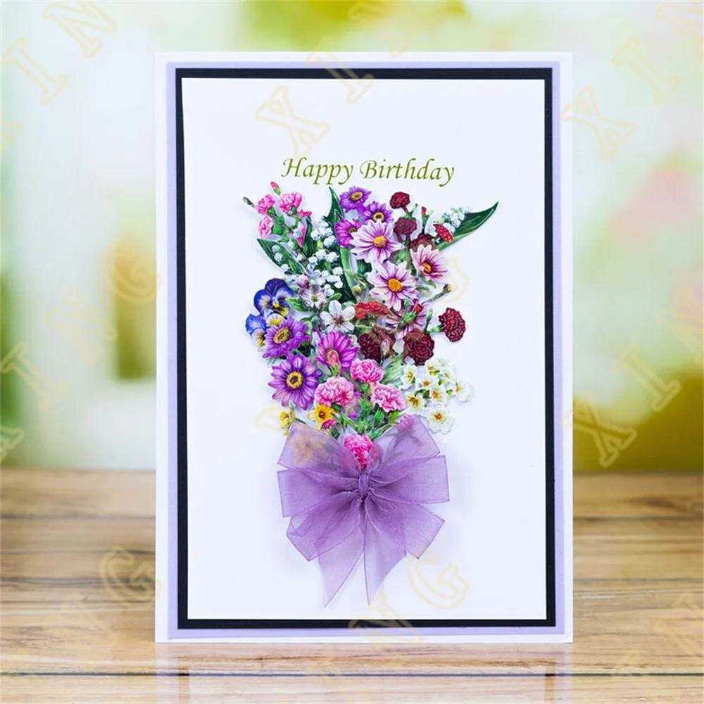 Цветочный фьюжн маленькие пионы цветы вырезанные штампы ремесло тиснение