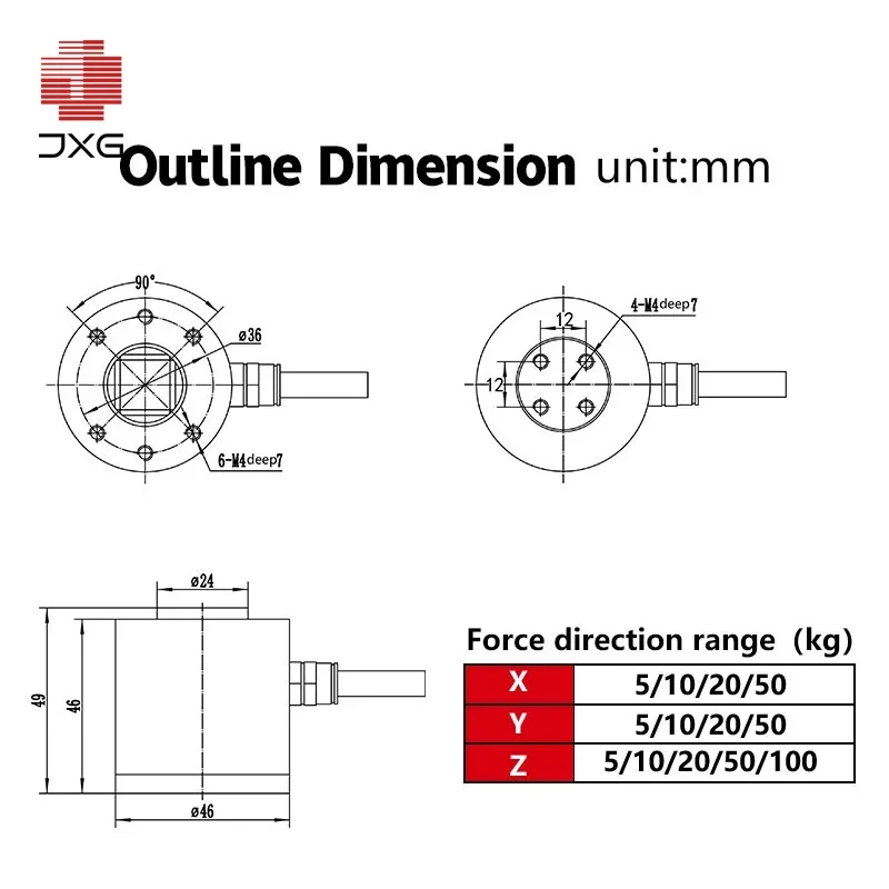 3 6-мерный многоосевой тензодатчик 100 кг компонентный токарный станок полировка