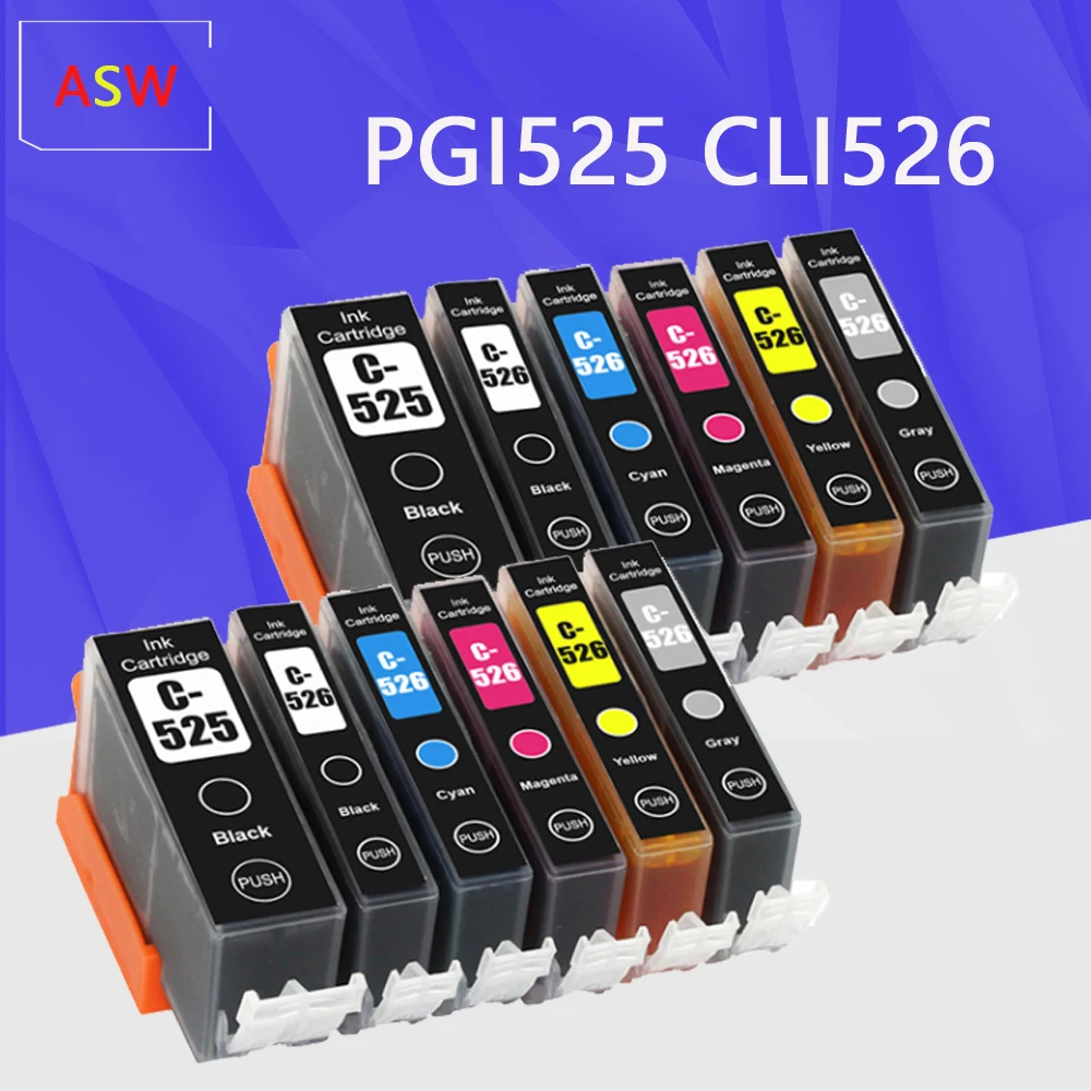 

Совместимые чернильные картриджи PGI 525 CLI 526 для принтеров Canon PIXMA IP4850 IX6550 MG5150 MG5250 MX885 MX895 PGI525 CLI526