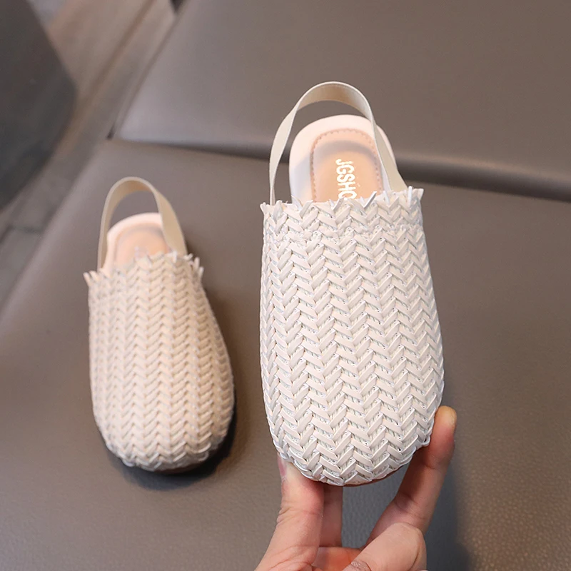 JGSHOWKITO сандалии для девочек 2 в 1 тканые сетчатые тапочки летняя пляжная обувь