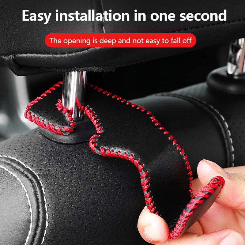

1Pc Portable Storage Holder For Car Headrest Hooks Hanging Purses Auto Fastener Back Seat Organizer PU Leather Rear Rack