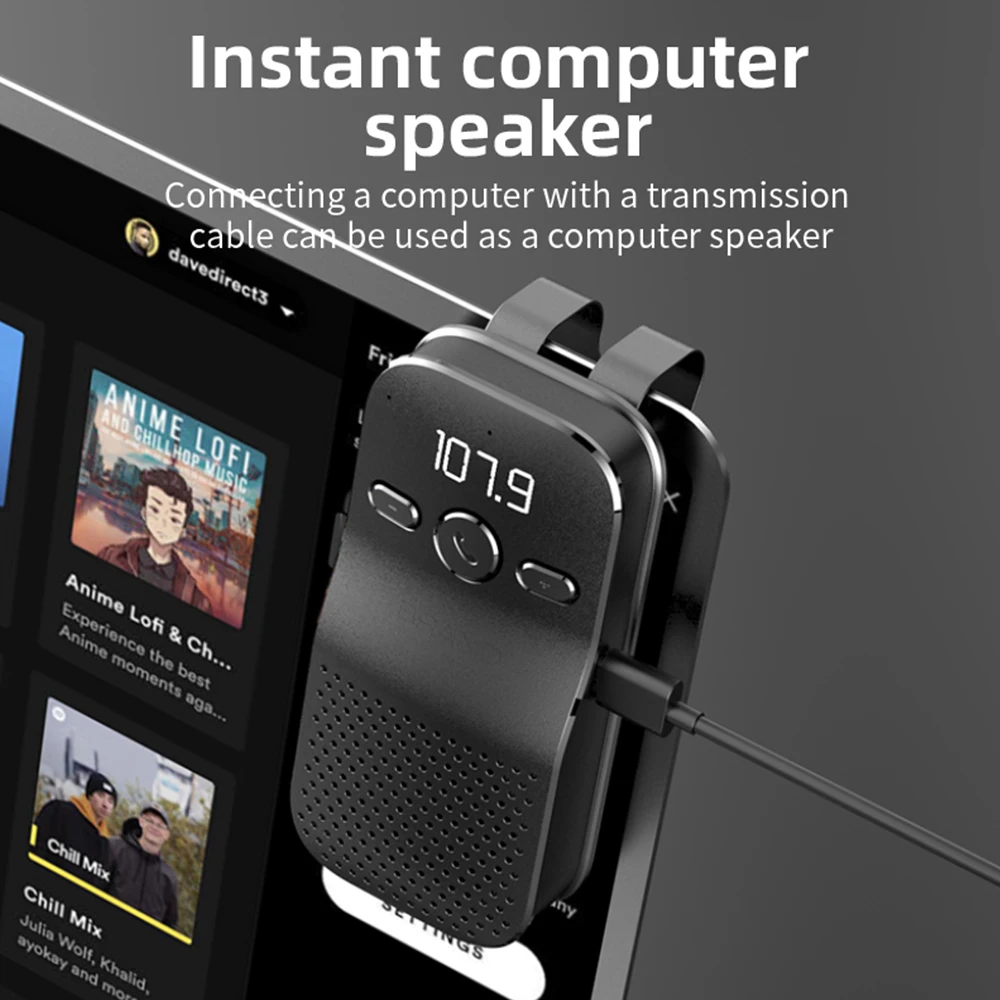 Bluetooth 5 4 Динамик Громкая связь Автомобильный комплект FM-трансмиссия