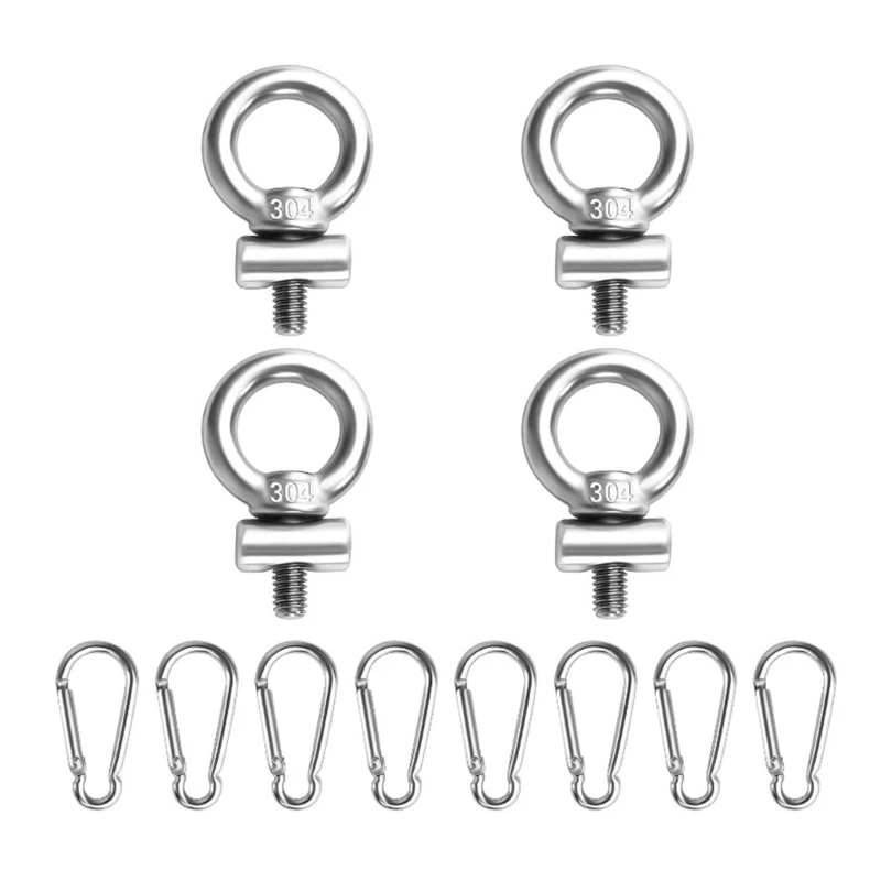 

Heavy Duty Stainless Steel Eye tie Down Anchoring Awning Rail Stoppers with Carabiner Hooks