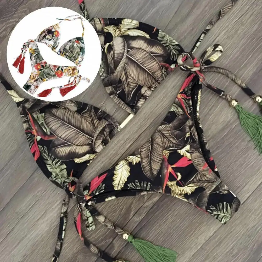 

2Pcs/Set Premium Swimsuit Printing Slim Fit Bikini Set No Underwire Bikini Set