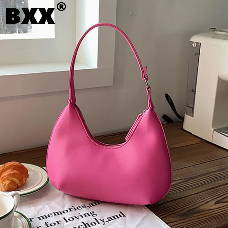 

[BXX] Candy Color Handbag For Women 2023 New Fashion Underarm Shoulder Bags Beach Vacation Female Portable Trendy Bag 8AB638