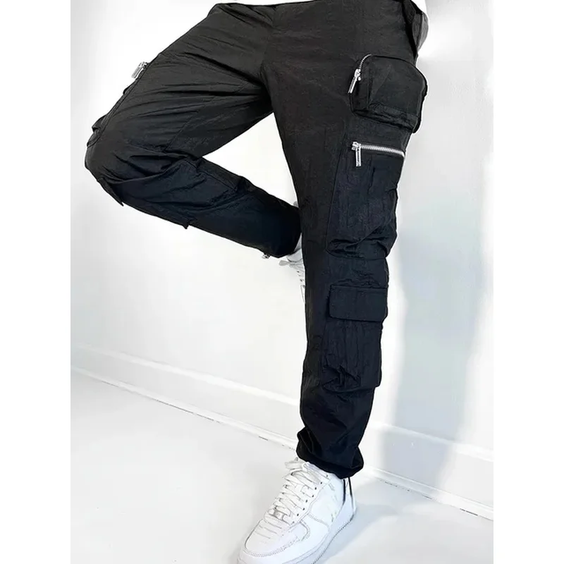 Мужские легкие облегающие плиссированные брюки-карго из ткани без потерь с