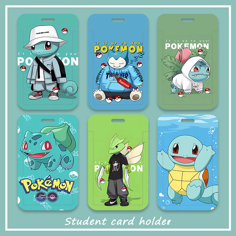 

Pokemon Squirtle Bulbasaur Snorlax Card Holder Cute Cartoon Worker License Piece Anti-loss Card Holder Kawaii Anime Accessories