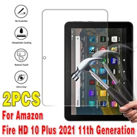 2pcs tablet tempered glass screen protector cover for amazon fire hd 10 plus 2021 11th generation inch full coverage protective