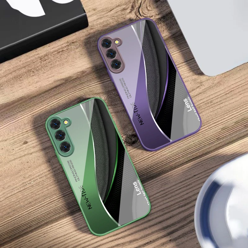 Фото Минималистичный футуристический чехол для Samsung S26 S25 Edge S25Ultra S8 9 S10 20 Ultra S21 Pro 22 Plus S23 FE S24 Ultra из стекла №1