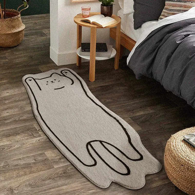 

Cute Cat Carpet In The Bedroom Furry Bedside Mat Anti-slip Area Rugs for Children's Room Absorbent Welcome Entrance Doormat