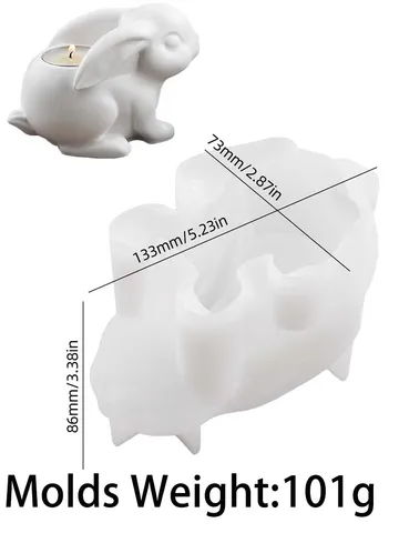 Силиконовая форма для свечника "Милый кролик" UDOCOOL