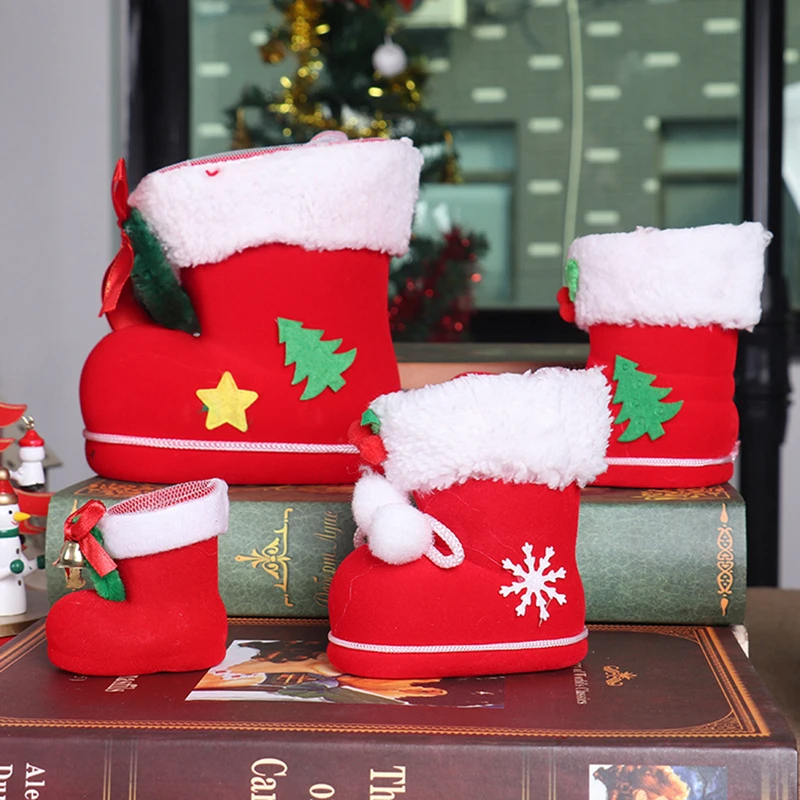 

Рождественские органайзеры для чулок, подвесные украшения, бант, рождественские ботинки, Подарочный пакет для конфет, подвески для новогод...