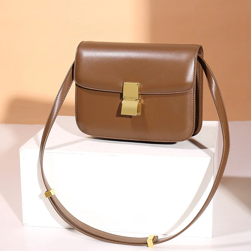Women's Genuine Leather Shoulder Bag 2023 Trend Brand Small Square Luxury Designer Handbag Fashion Messenger BagsTofu crossbody