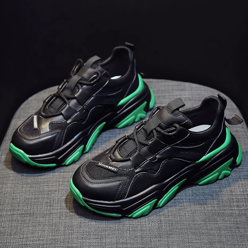 

Кроссовки на платформе с круглым носком; Коллекция 2022 года; Сезон весна; Женская обувь на массивном каблуке; Черные женские кроссовки на шну...