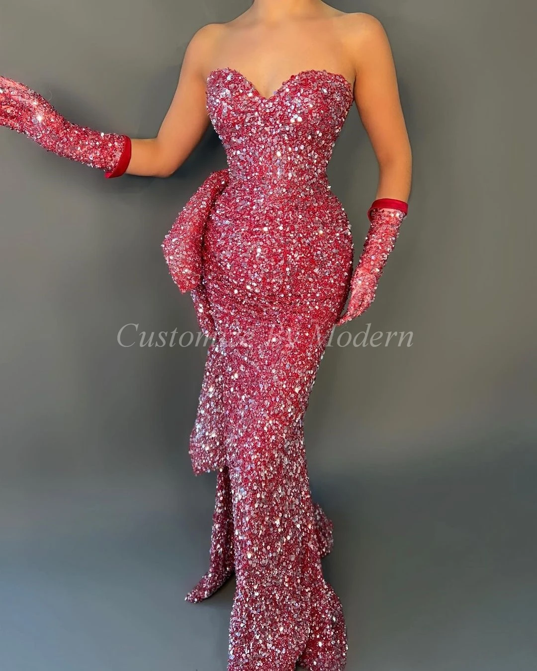 

Вечерние платья в пол с блестками и юбкой-годе