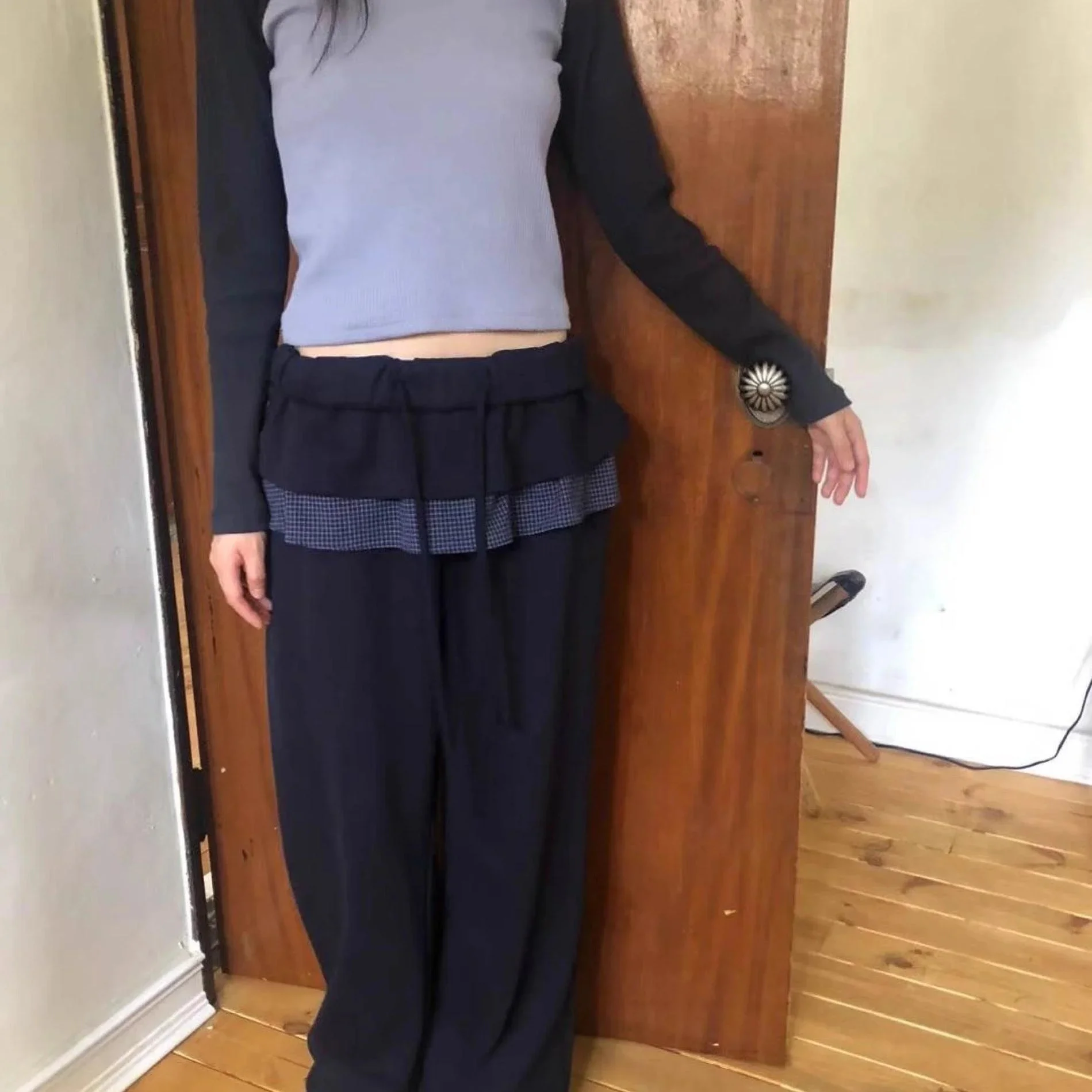 Женские клетчатые брюки из двух частей